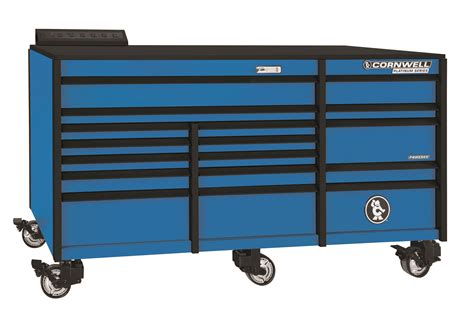 5"W x 71"H, 24"W side door opening, (11) drawers, Casters, Lockable with keys, Tools included. . Cornwell toolbox